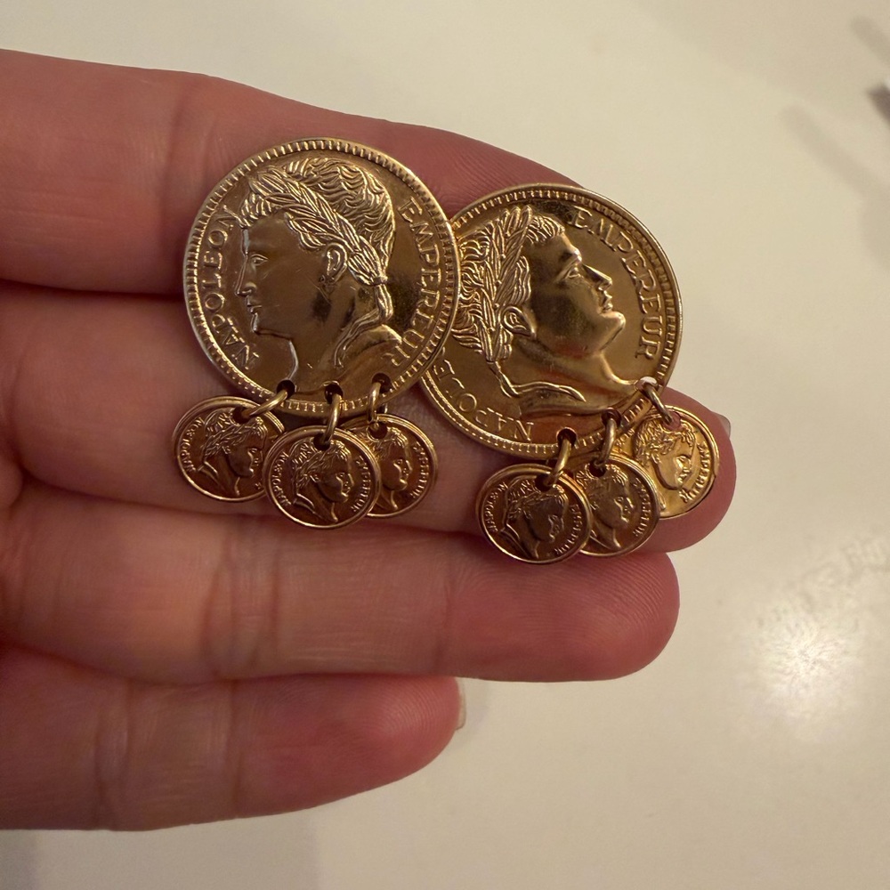 Vintage Gold Coin Clip Earrings